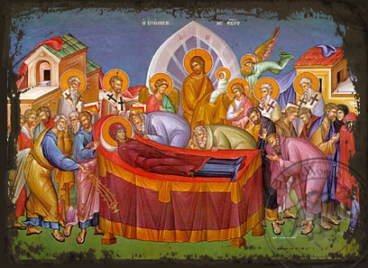 Dormition of Theotokos - Aged Byzantine Icon