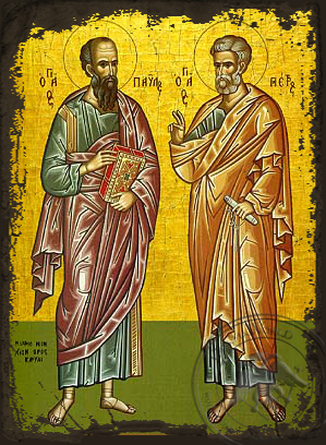 Holy Apostles Peter and Paul, Full Body - Aged Byzantine Icon