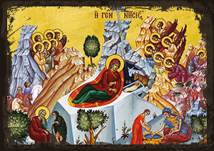 Nativity of Christ - Aged Byzantine Icon