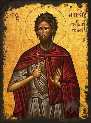 Saint Alexius, the Man of God, in Rome - Aged Byzantine Icon