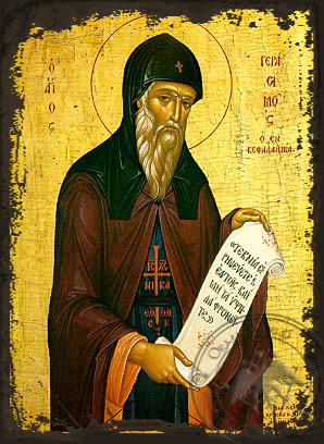 Saint Gerasimus the New Ascetic of Cephalonia, Greece - Aged Byzantine Icon