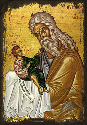 Saint Symeon, the God-Receiver - Aged Byzantine Icon