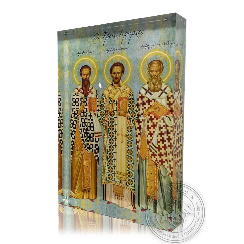 The Three Hierarchs - Diaphanous Byzantine Icon