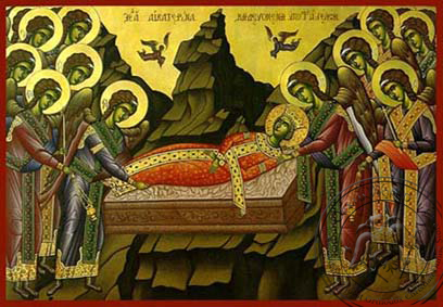 Saint Catherine the Great Martyr, of Alexandria, Buried by the Angels - Hand Painted Icon