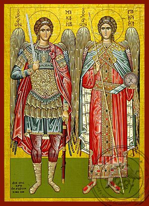 Synaxis of the Holy Archangels Michael and Gabriel, Full Body - Hand Painted Icon