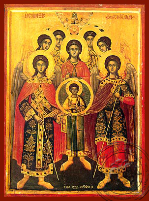 Synaxis of the Holy Archangels, Michael, Gabriel, Raphael, Uriel, Salaphiel, Jegudiel and Barachiel - Hand Painted Icon