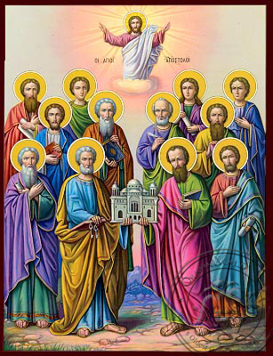Synaxis of the Holy Twelve Apostles - Nazarene Art Icon