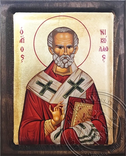 Saint Nicholas - Engraved Silk Printed Icon