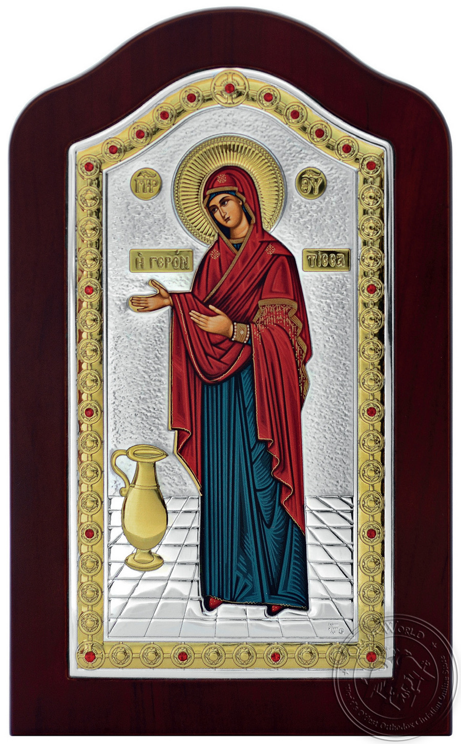 Virgin Mary Gerontissa - Silver Colored Icon