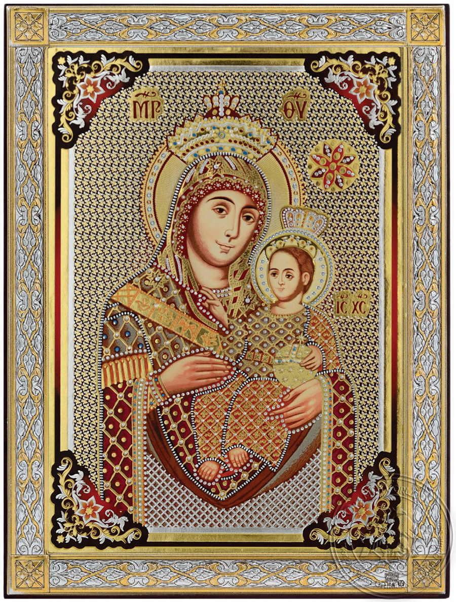 Virgin Mary of Bethlehem - Silver Icon Gold Print