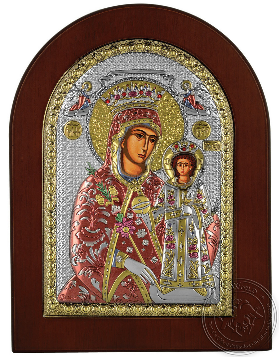 Virgin Mary of Roses - Silver Colored Icon