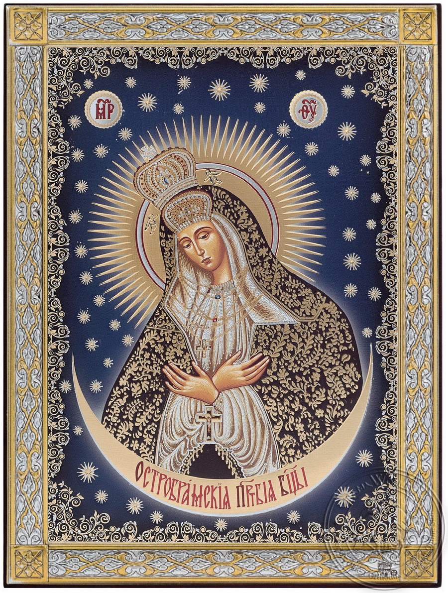 Virgin Mary of Stars Ostrobramska - Silver Icon Gold Print