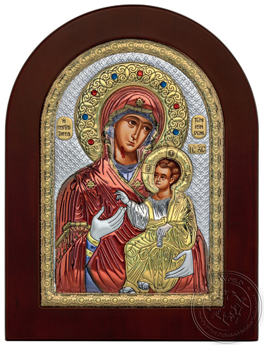 Virgin Mary Portaitissa - Silver Colored Icon