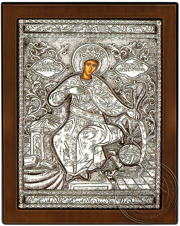 Saint Catherine - Silver Icon