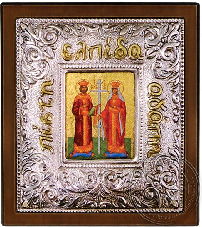 Saints Constantine and Helen - Silver Icon