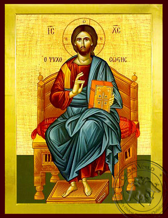 Christ Blessing, Saviour of Souls, Enthroned - Byzantine Icon