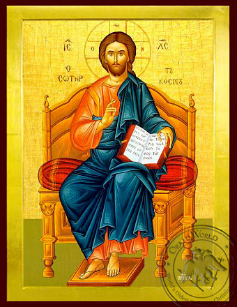 Christ Blessing, Saviour of the World, Enthroned - Byzantine Icon