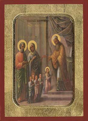Presentation of the Virgin in the Temple - Aged Byzantine Icon