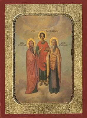 Saint Panteleimon, Euvoule, Ermolaos - Byzantine Icon