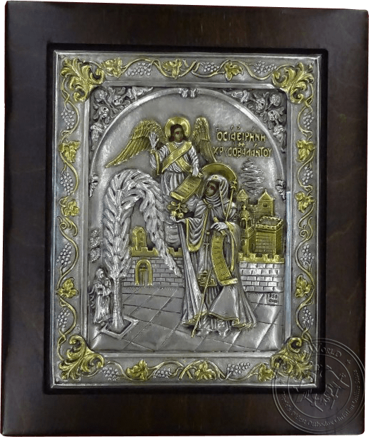 Saint Irene Chrysovalantou - Silver Gold Plated Icon | OramaWorld.com