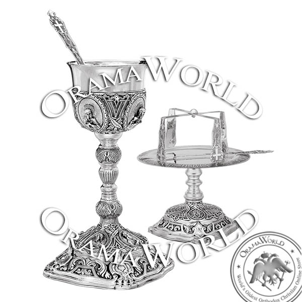 Silver Engraved Chalice Set 600ml Square Rhombus