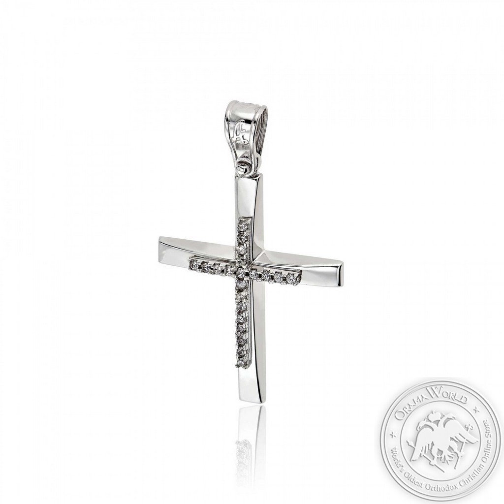 Personalized Sterling Silver Christening Baby Bangle - Engravable CZ Cross