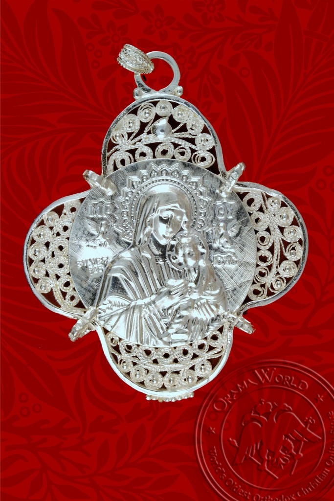 Handmade Filigree Silver Pendant Our Lady of Perpetual Help