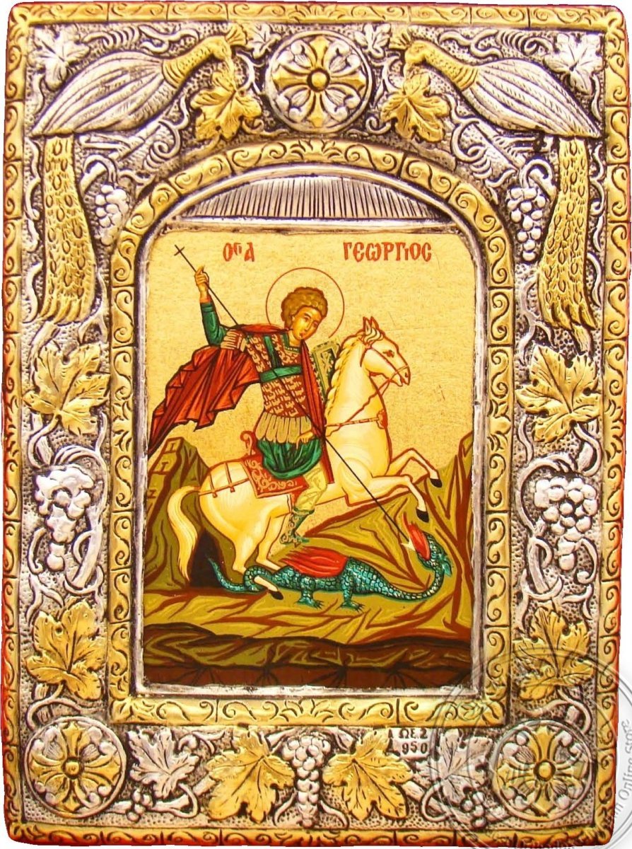 Saint George Silver Gold Icon